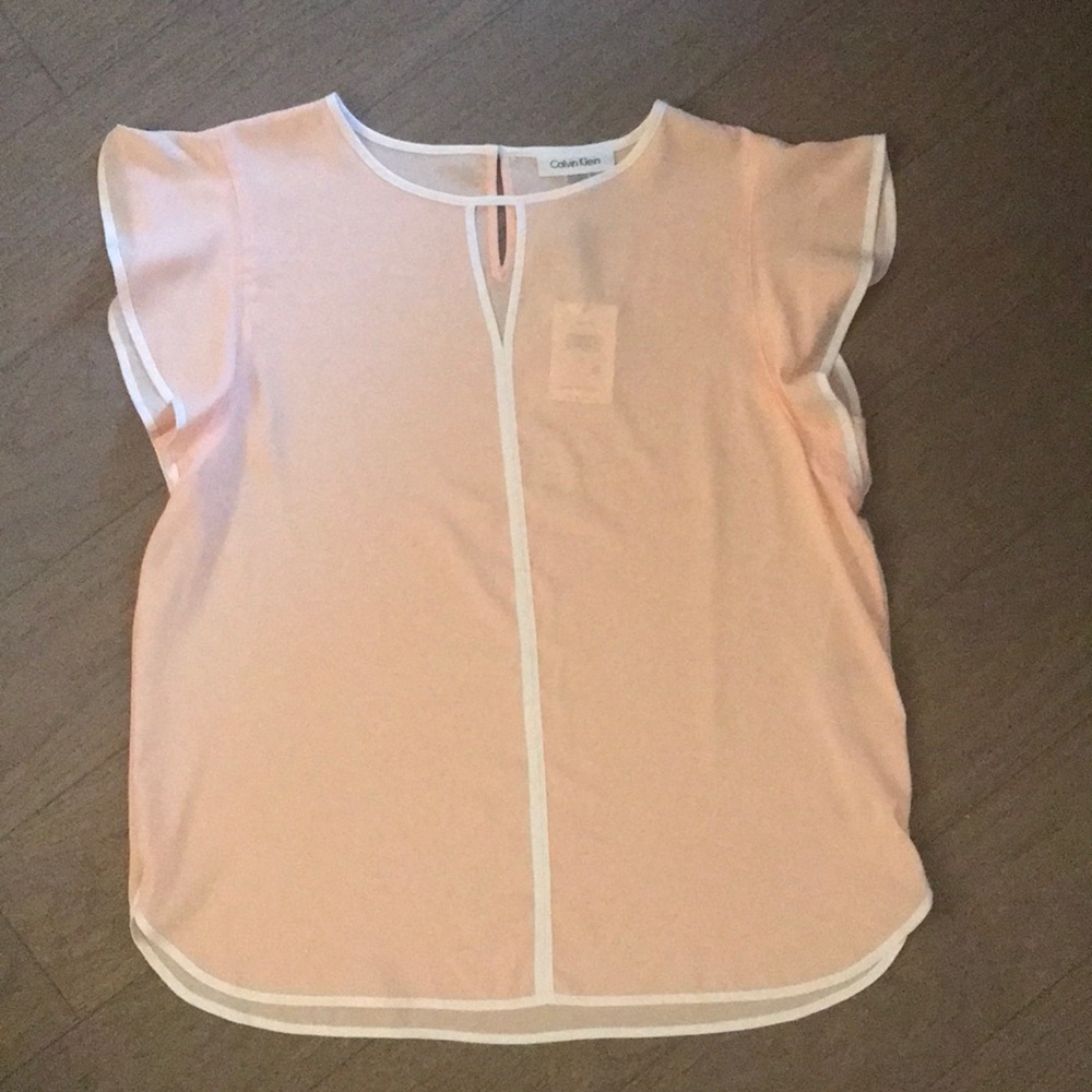 NWT Calvin Klein pretty pink flutter blouse